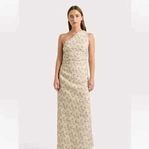 NWT FAITHFULL THE BRAND Jomana Midi One Shoulder Linen Dress Daffodil Cream 6